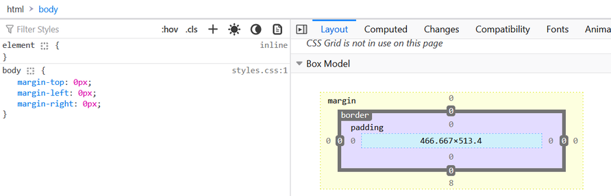 The CSS Box Model, Firefox Browser